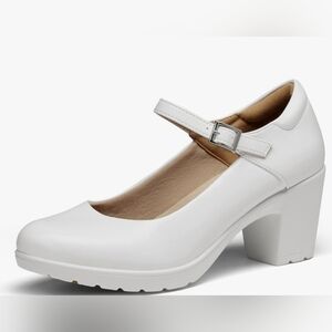 Elegant White Mary Jane Heels